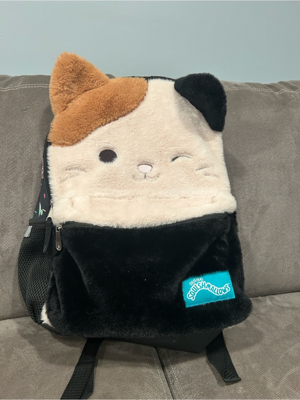 Squishmallows Cam the Calico Cat Fuzzy Backpack